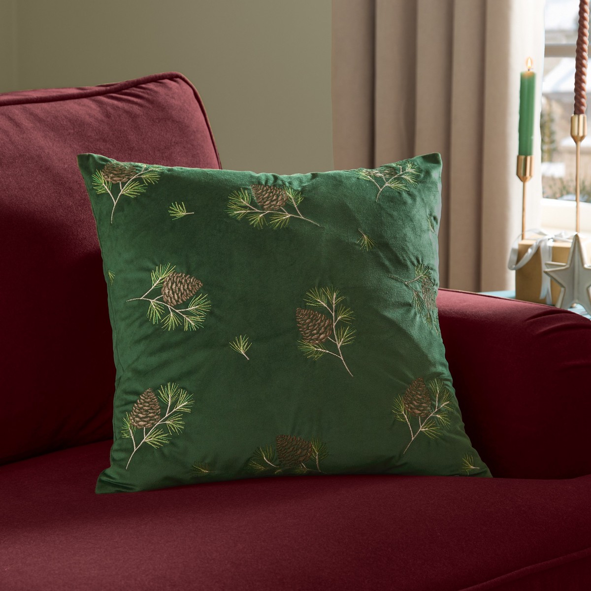 Winter Pines Spruce Green Cushion Fabric by furn. - WIPINES/CC5/SGR