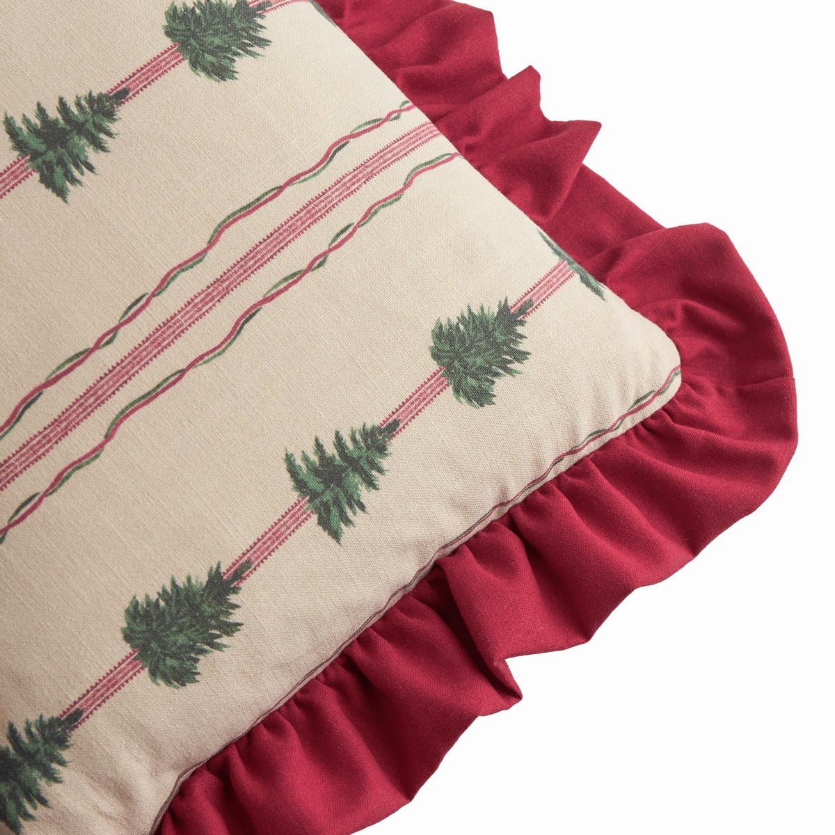Spruce Stripes Linen / Dark Red Cushion Fabric by Wylder - SPSTRIP/3CC/LIDR