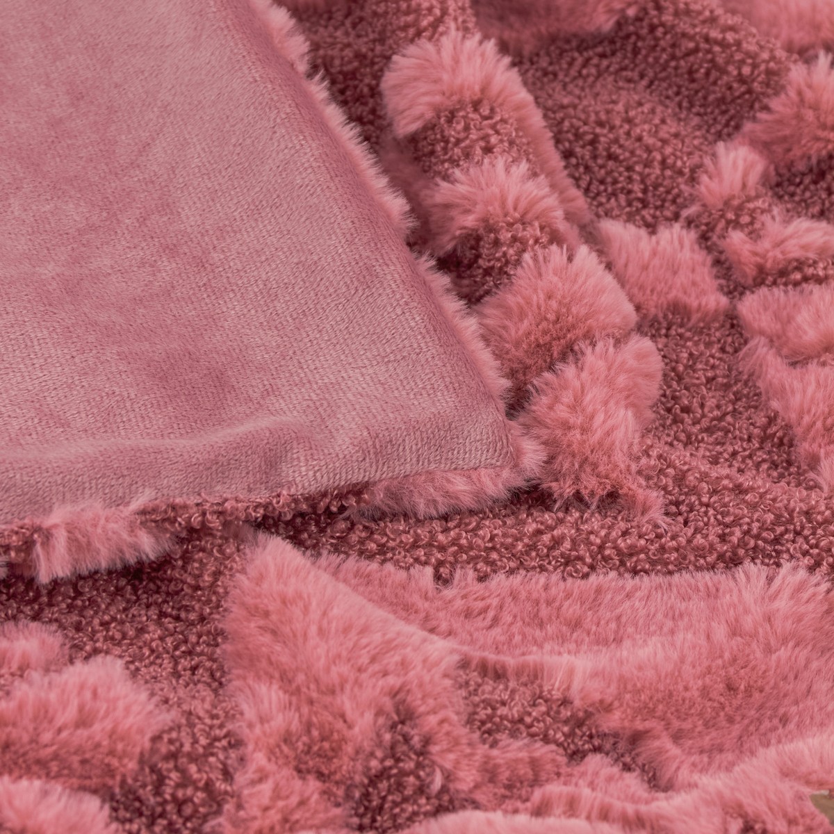 Fur Boucle Big Bows Pink Throw Fabric by furn. - FBBBOWS/TH1/PNK