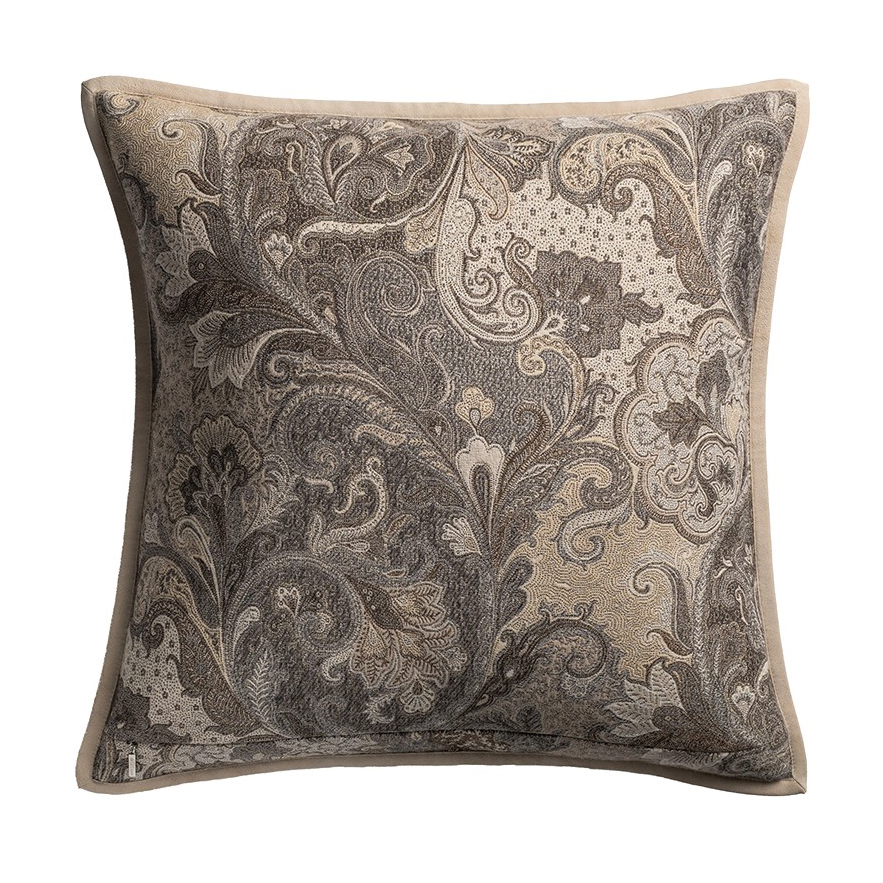 Elizabeth Paisley Cygnet Suede Trimmed Cushion Fabric by de Le Cuona - ELI1C