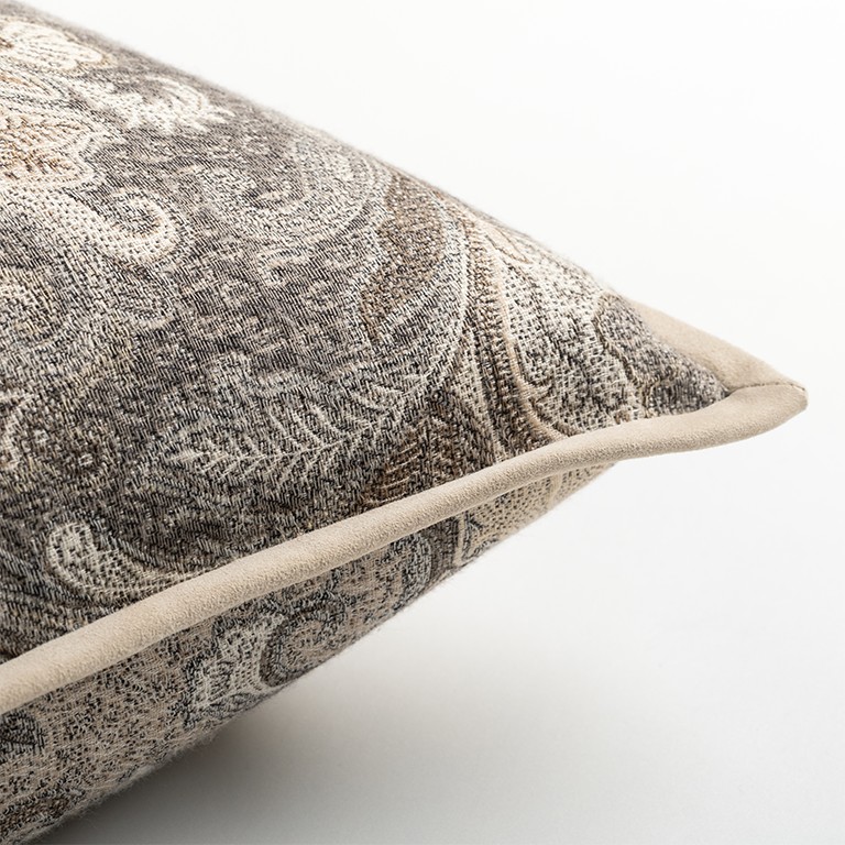 Elizabeth Paisley Cygnet Suede Trimmed Cushion Fabric by de Le Cuona - ELI1C