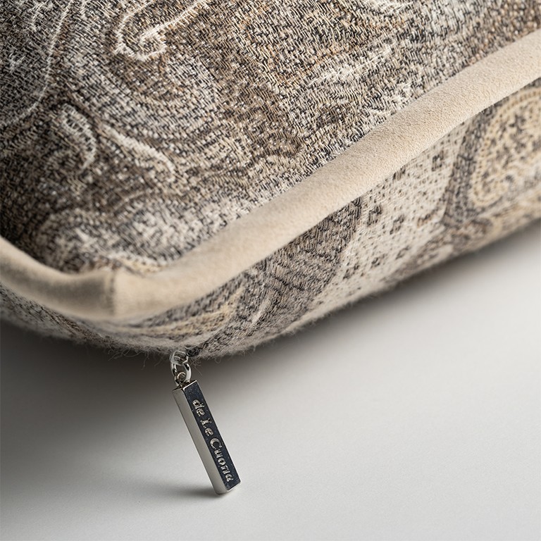 Elizabeth Paisley Cygnet Suede Trimmed Cushion Fabric by de Le Cuona - ELI1C