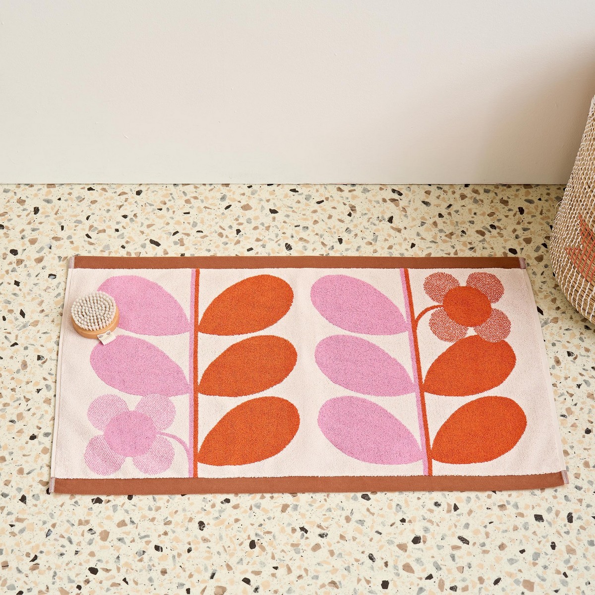 Stem Bloom Duo Blush Bath Mat Fabric by Orla Kiely - OKSTEMB02BM