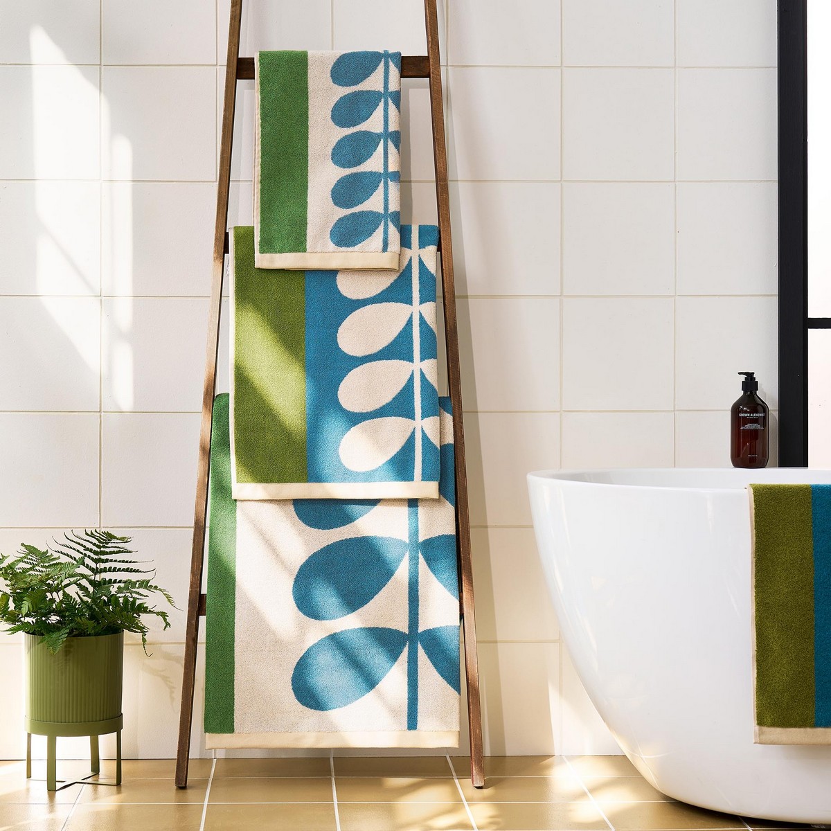 Stem Check Willow Bath Towel Fabric by Orla Kiely - OKSCHECK01BA