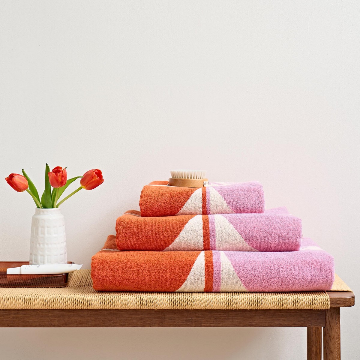 Stem Bloom Duo Blush Hand Towel Fabric by Orla Kiely - OKSTEMB02HA