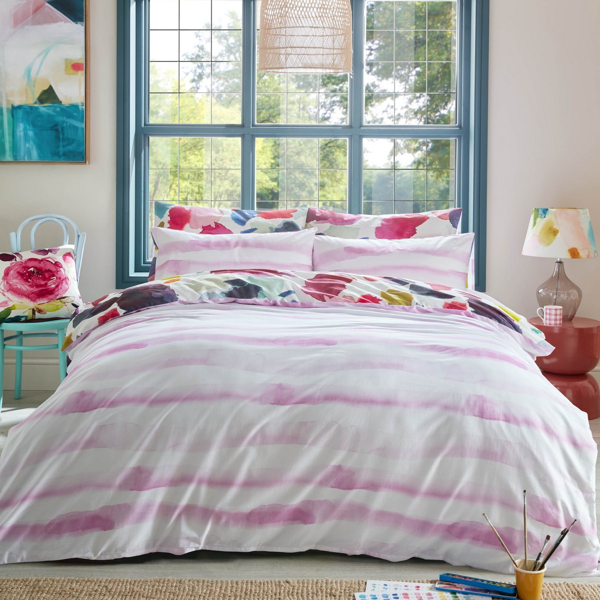 Abstract Fuchsia Duvet Set Fabric by Bluebellgray - BGABS01SQ