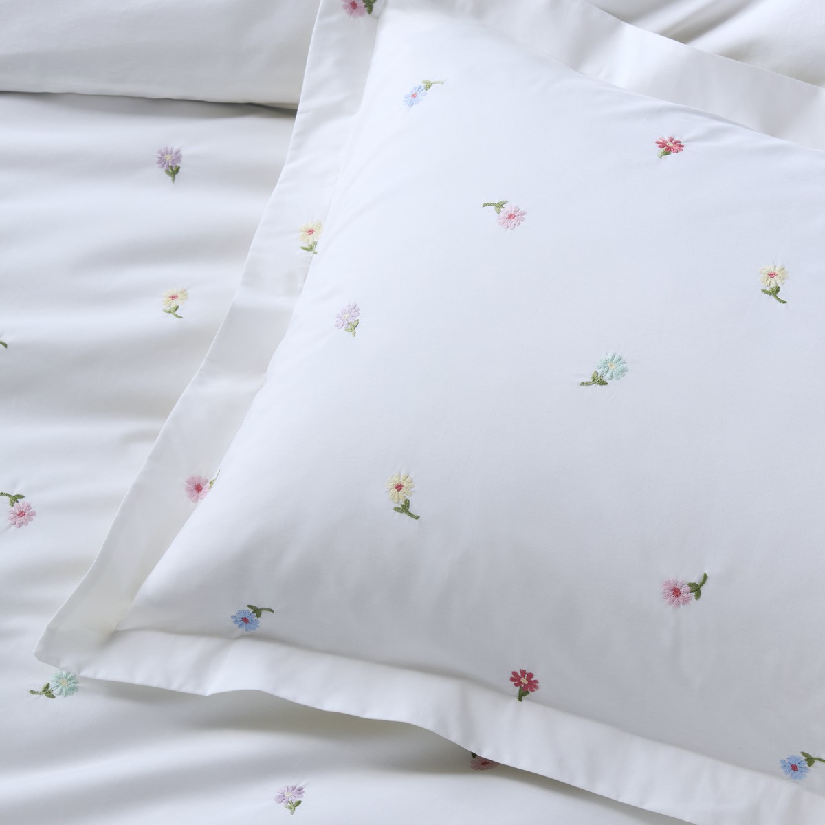 Daisy Embroidery Multi Duvet Set Fabric by Bluebellgray - BGDAISYEM01SQ