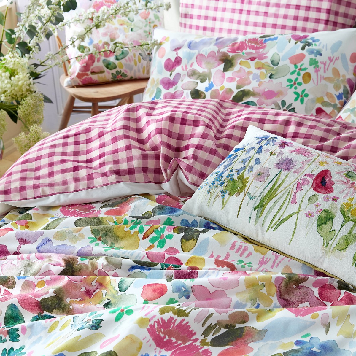 Flora Cerise Duvet Set Fabric by Bluebellgray - BGFLORA01SQ