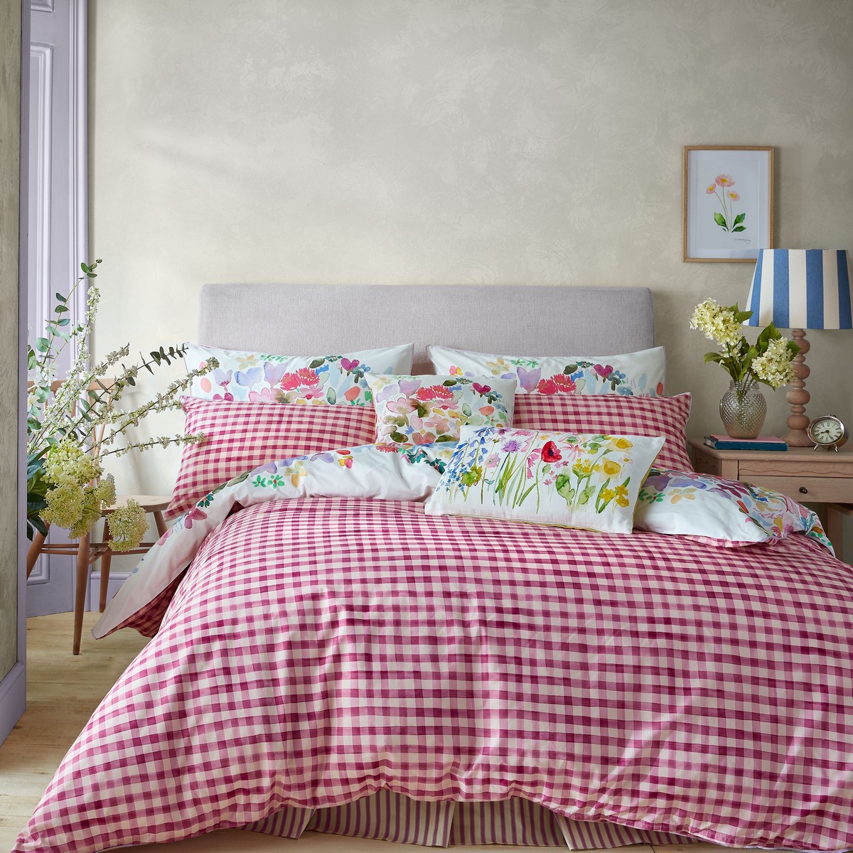 Flora Cerise Duvet Set Fabric by Bluebellgray - BGFLORA01SQ