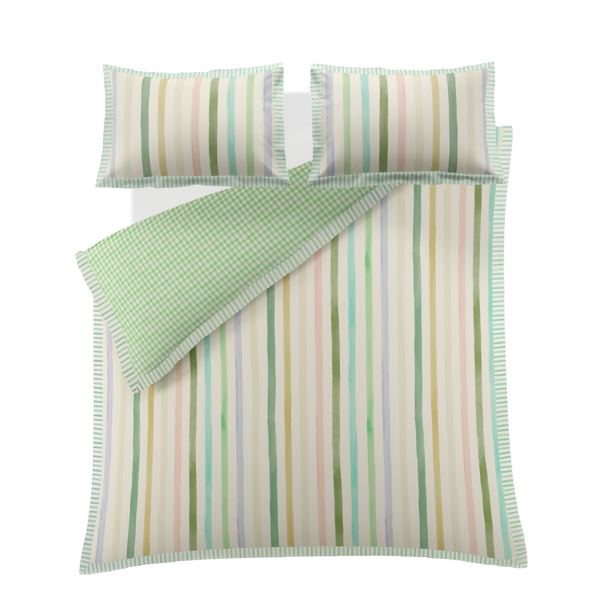Sunday Stripe Botanical Greens Duvet Set Fabric by Bluebellgray - BGSUNSTR02SQ