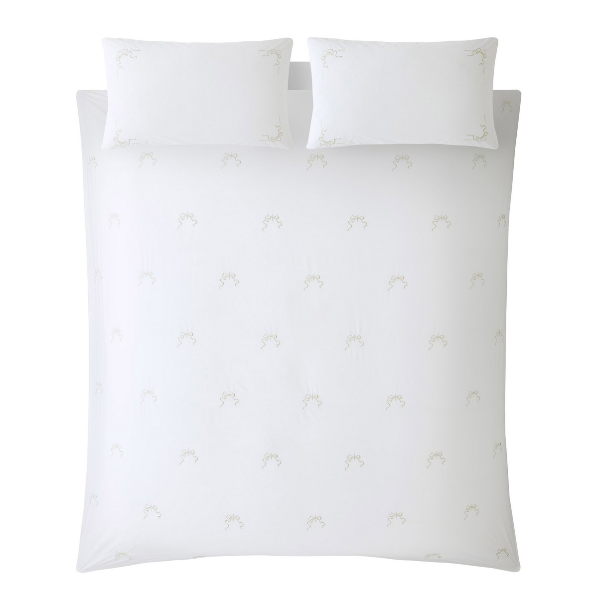 Bow Embroidery White Natural Duvet Set Fabric by Historic Royal Palaces - HRPBOWEMB01SQ