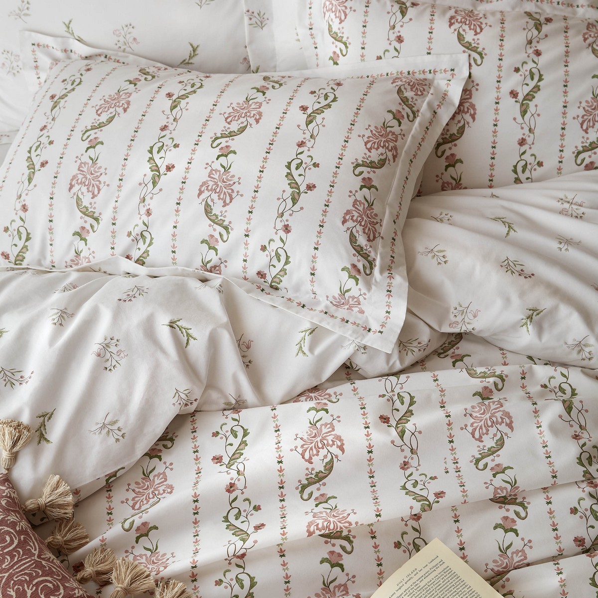 Waistcoat Stripe Clay Pink Duvet Set Fabric by Historic Royal Palaces - HRPWAIST01SQ