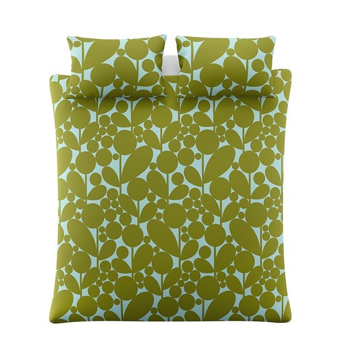 Bubble Flower Aqua Seagrass Duvet Set Fabric by Orla Kiely - OKBUBB01SQ