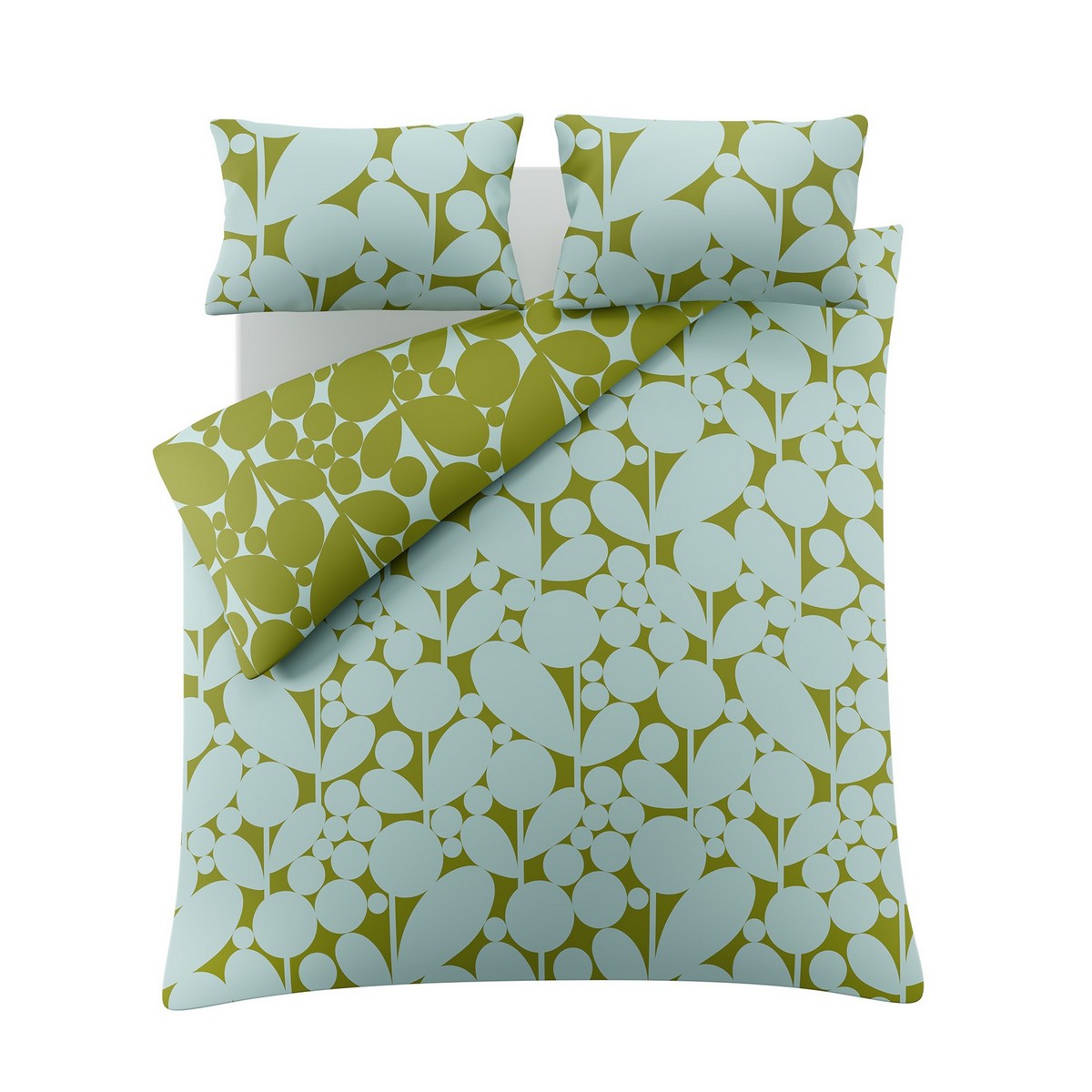 Bubble Flower Aqua Seagrass Duvet Set Fabric by Orla Kiely - OKBUBB01SQ