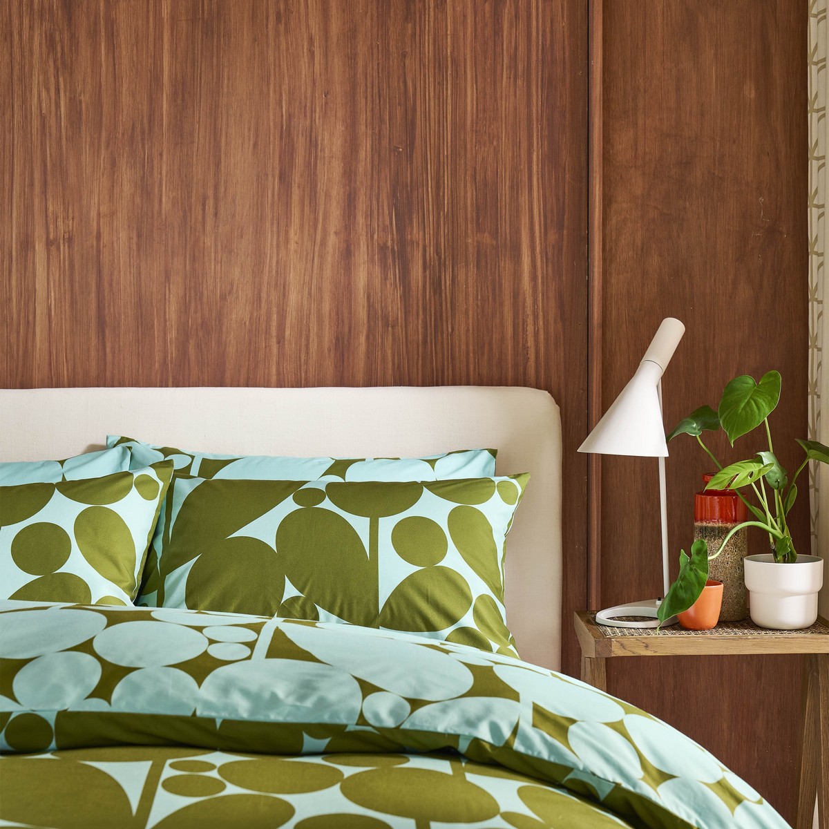 Bubble Flower Aqua Seagrass Duvet Set Fabric by Orla Kiely - OKBUBB01SQ