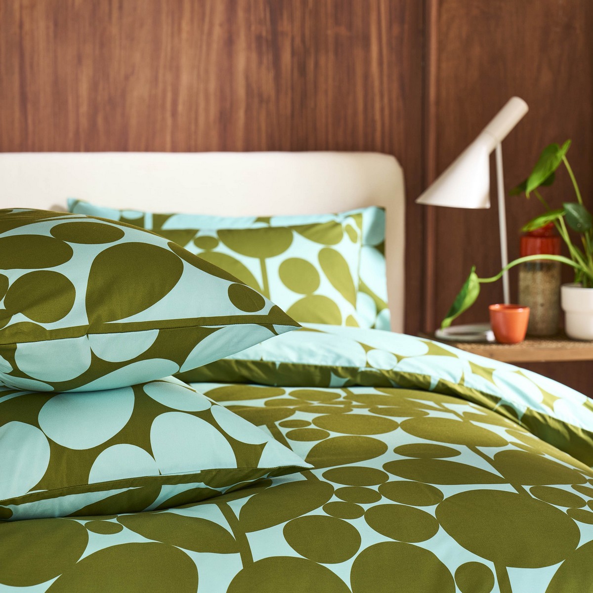 Bubble Flower Aqua Seagrass Duvet Set Fabric by Orla Kiely - OKBUBB01SQ