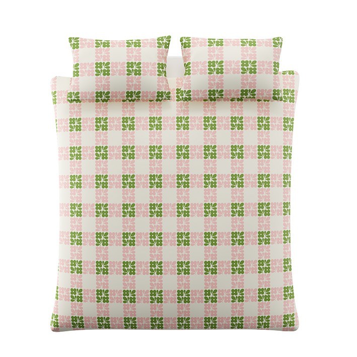 Floret Check Dill Pink Duvet Set Fabric by Orla Kiely - OKFLORET01SQ