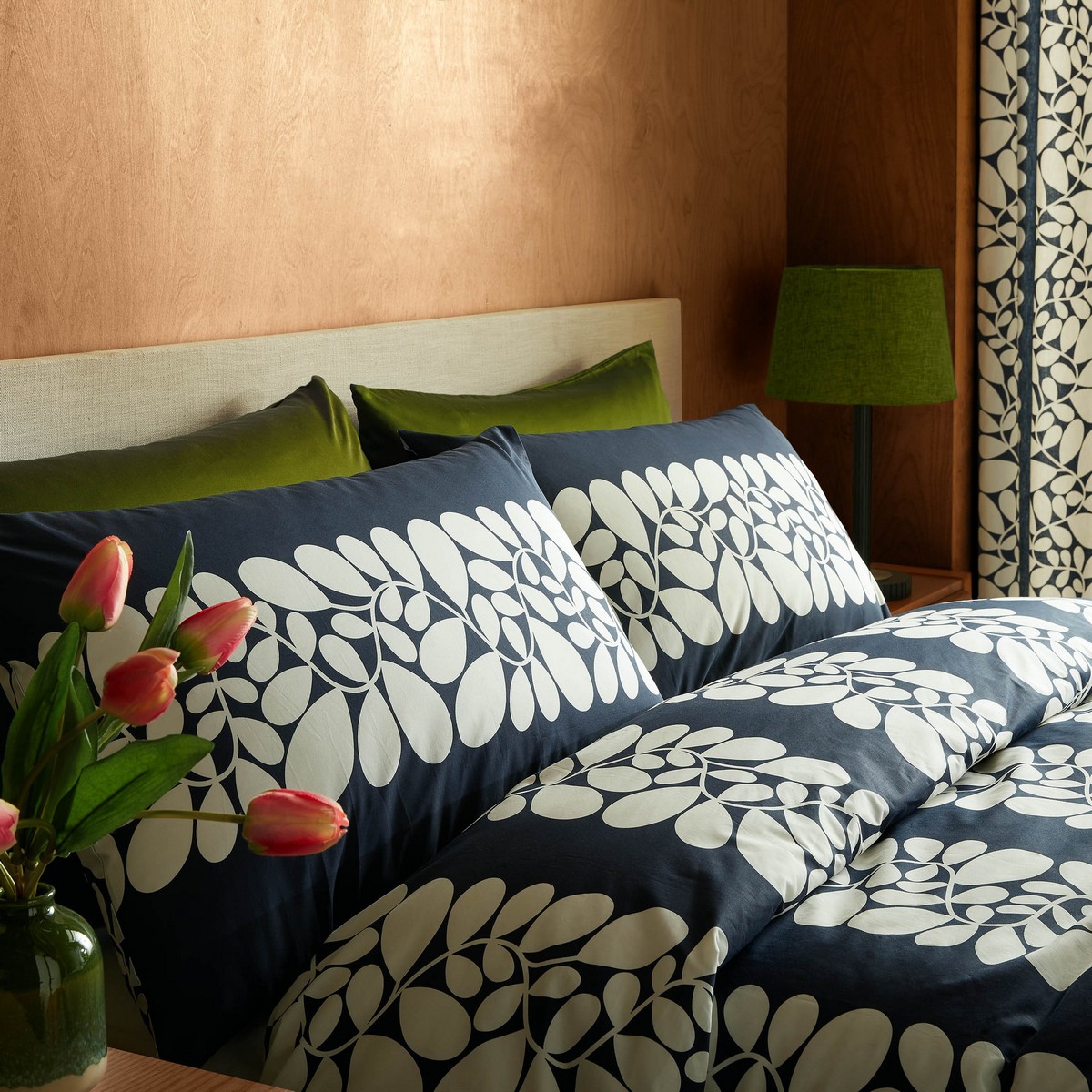 Sycamore Stripe Space Blue Duvet Set Fabric by Orla Kiely - OKSYCAMORE01SQ