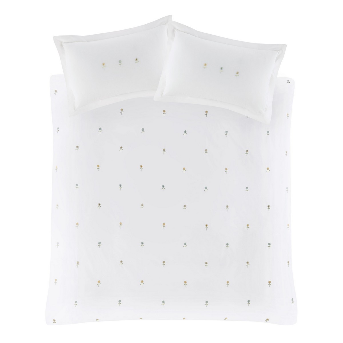 Embroidered Sunflowers White Duvet Set Fabric by Sophie Allport - SAEMBSUN01SQ