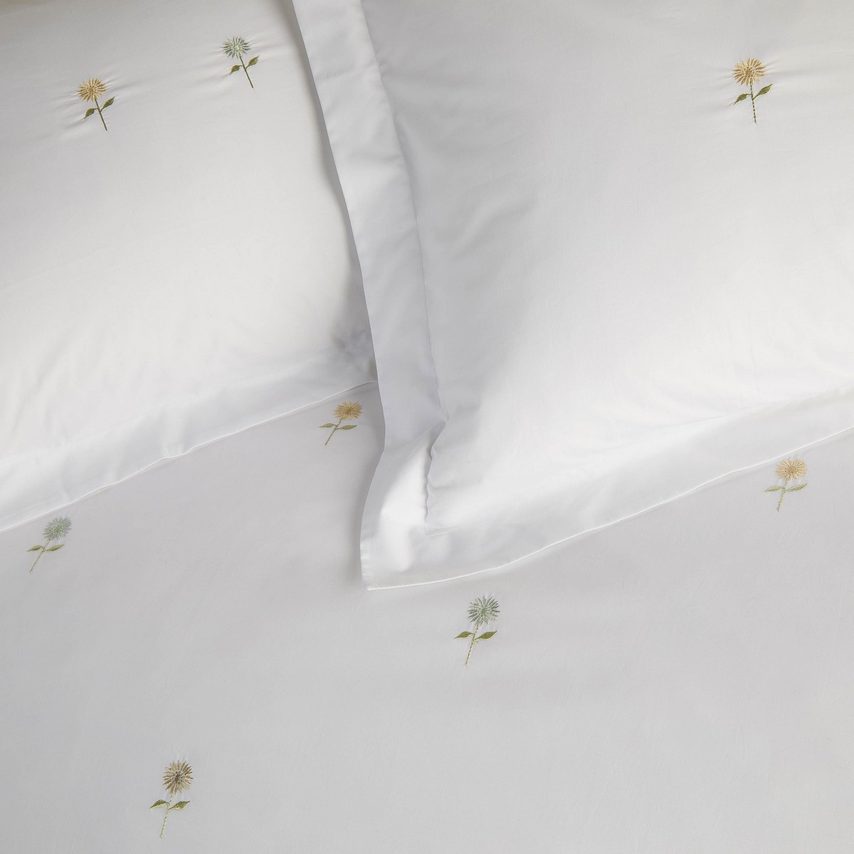 Embroidered Sunflowers White Duvet Set Fabric by Sophie Allport - SAEMBSUN01SQ