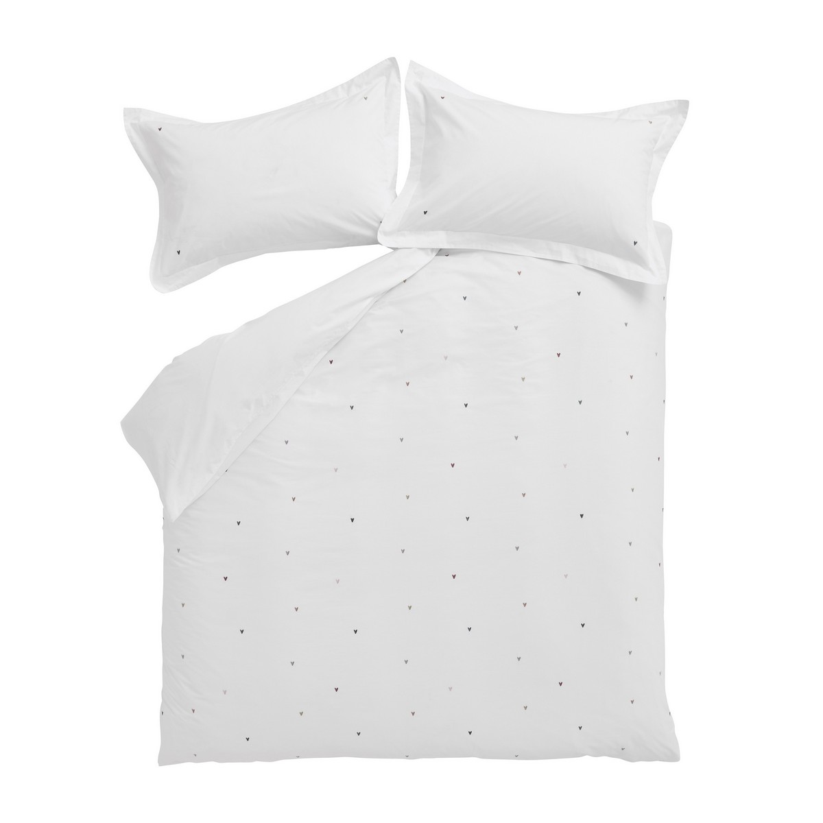 Love Hearts Embroidery Pale Natural Duvet Set Fabric by Sophie Allport - SALOVEHE01SQ