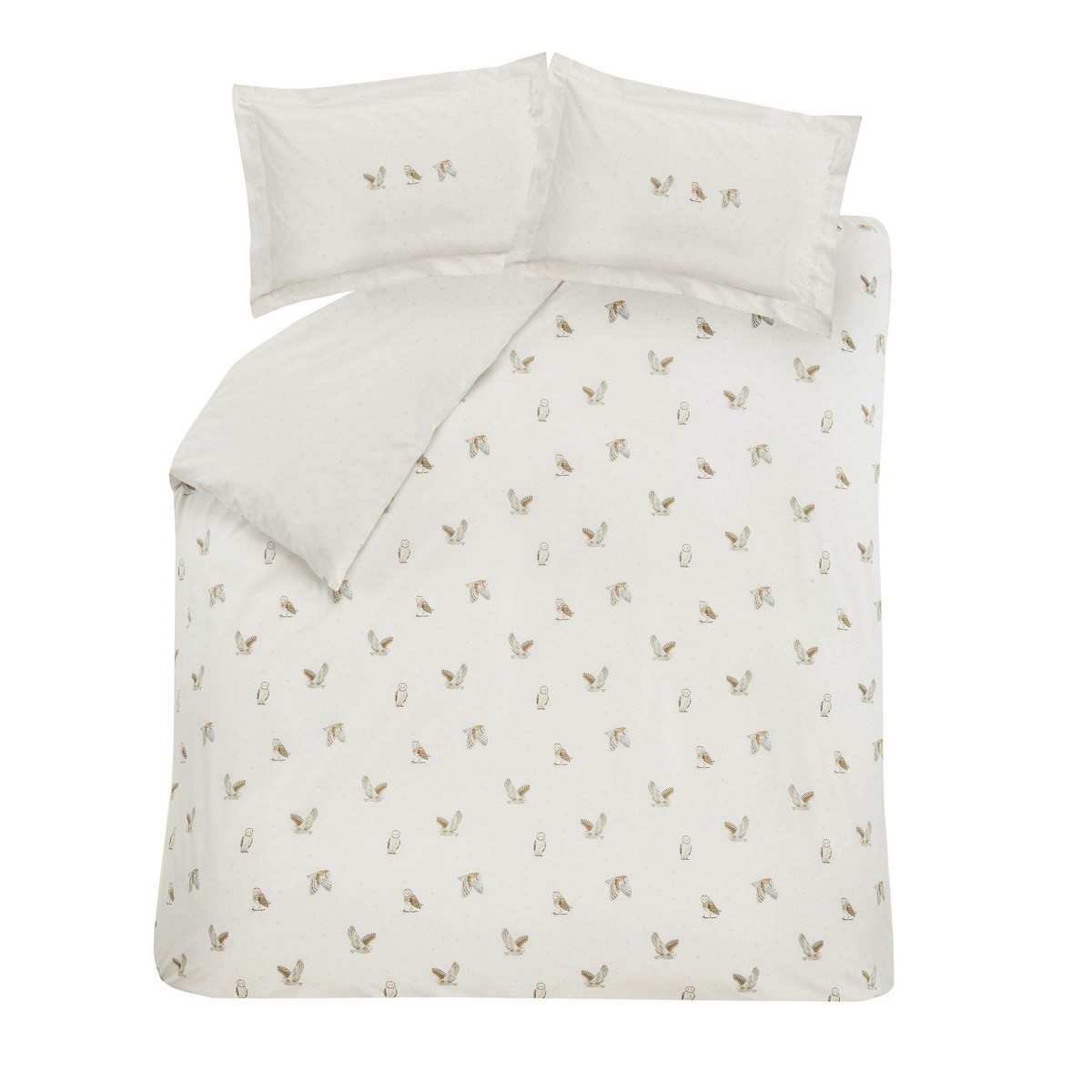 Snowy Owls White Duvet Set Fabric by Sophie Allport - SASNOWO01SQ