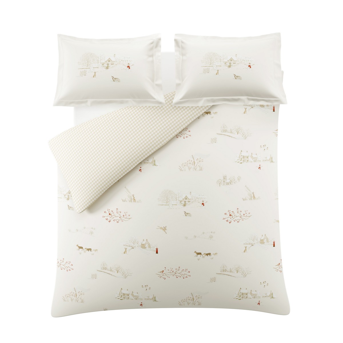Winter Scene Off White Duvet Set Fabric by Sophie Allport - SAWINTERS01SQ