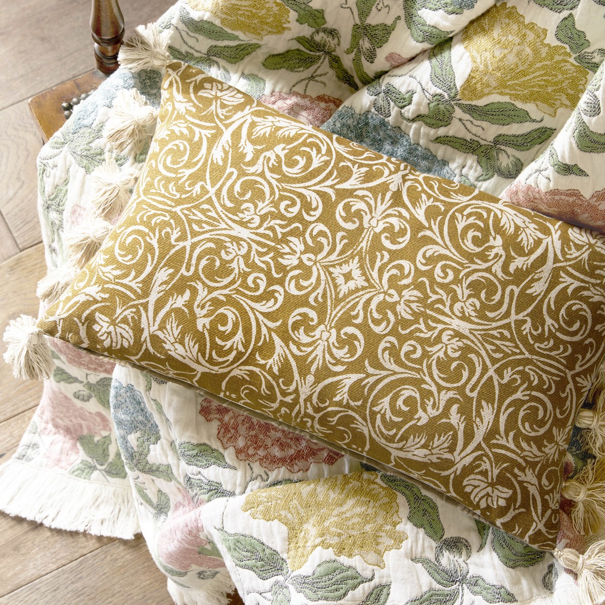 Kensington Ochre Yellow Cushion Fabric by Historic Royal Palaces - HRPKENSIN0242