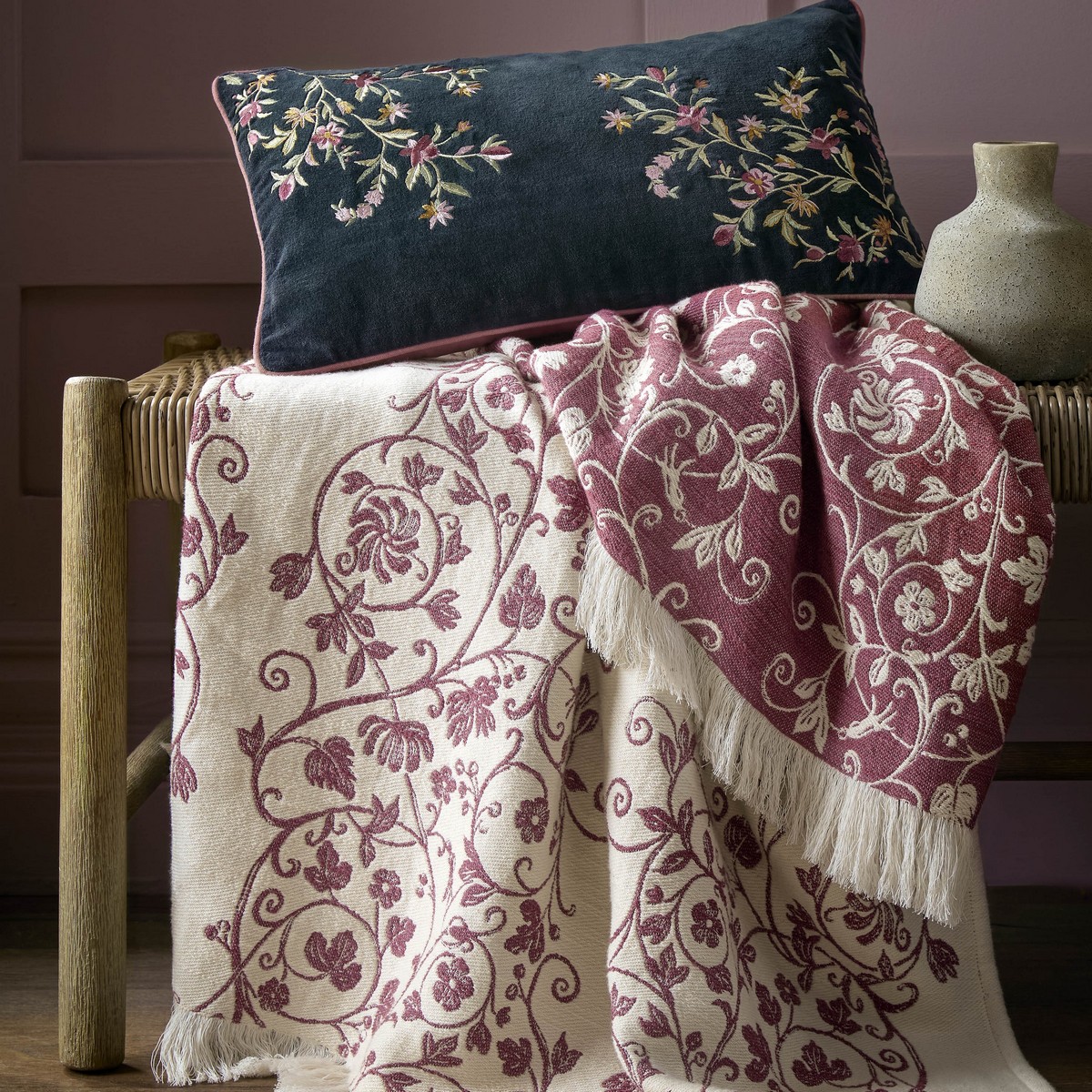 Royal Court Embroidery Multi Cushion Fabric by Historic Royal Palaces - HRPROYAL0142