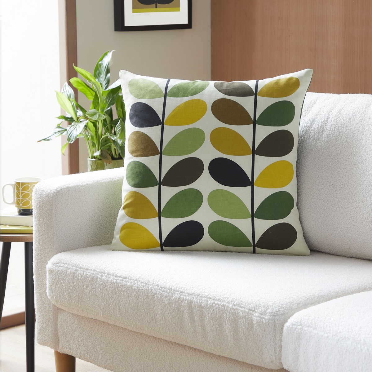 Multi Stem Fern / Ochre Cushion Fabric by Orla Kiely - OKMULTIST0241