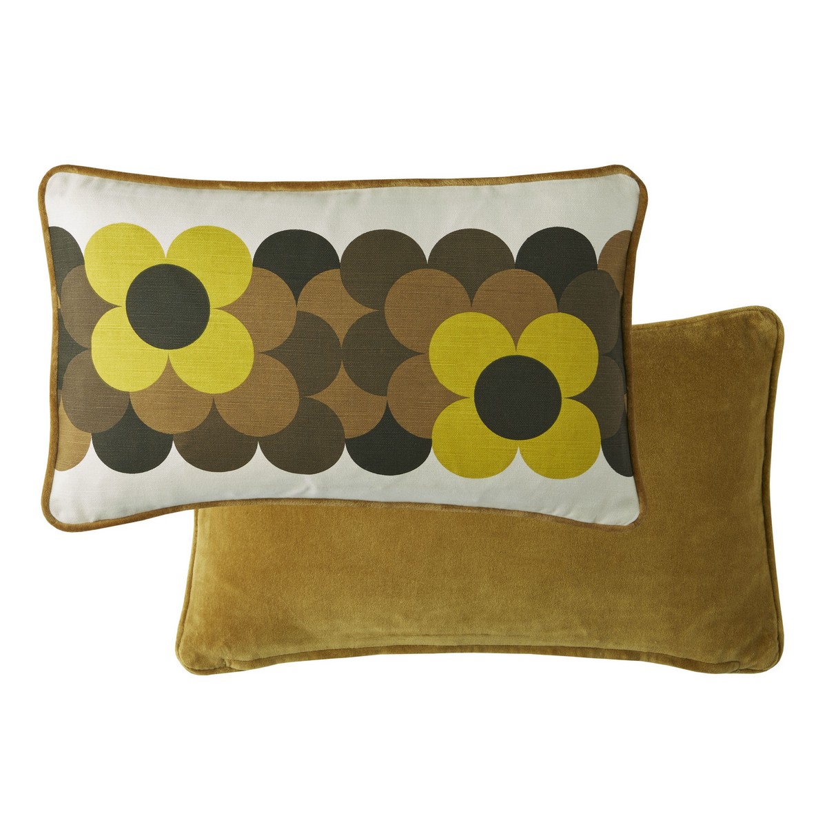 Retro Flower Stripe Dune Cushion Fabric by Orla Kiely - OKRETROF0242