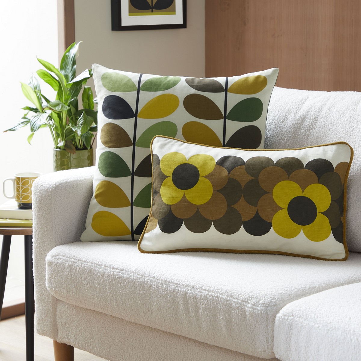 Retro Flower Stripe Dune Cushion Fabric by Orla Kiely - OKRETROF0242