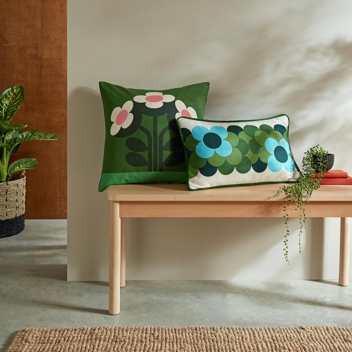 Retro Flower Stripe Riviera Cushion Fabric by Orla Kiely - OKRETROF0342