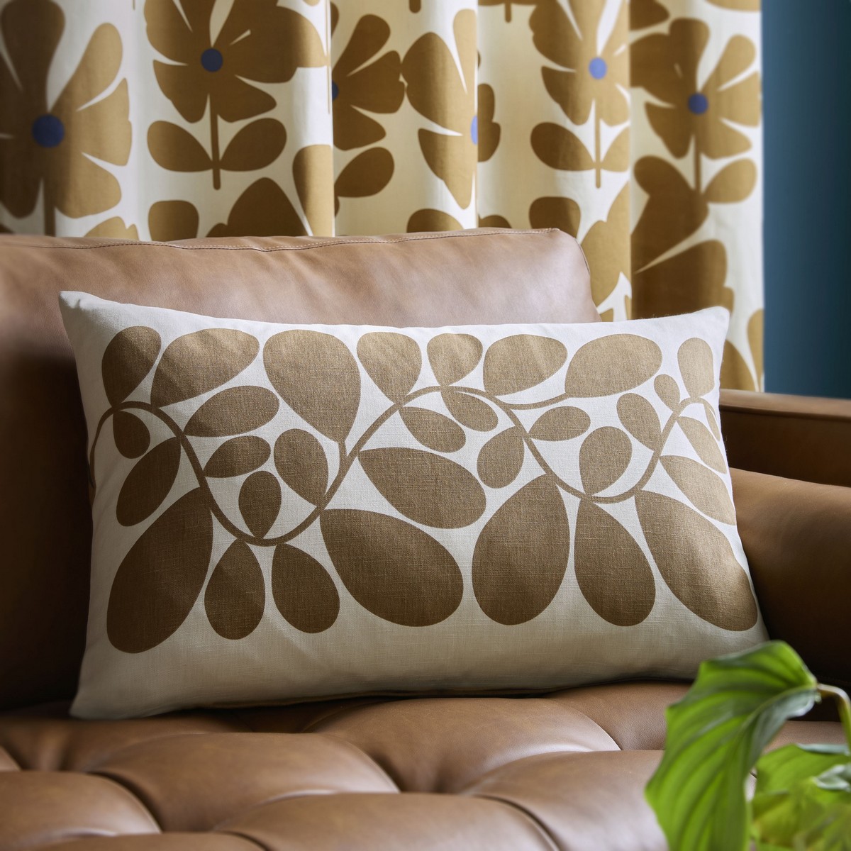 Sycamore Stripe Coffee Cushion Fabric by Orla Kiely - OKSYCA0442