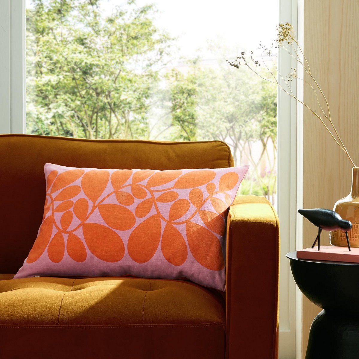 Sycamore Stripe Tomato / Pink Cushion Fabric by Orla Kiely - OKSYCA0142