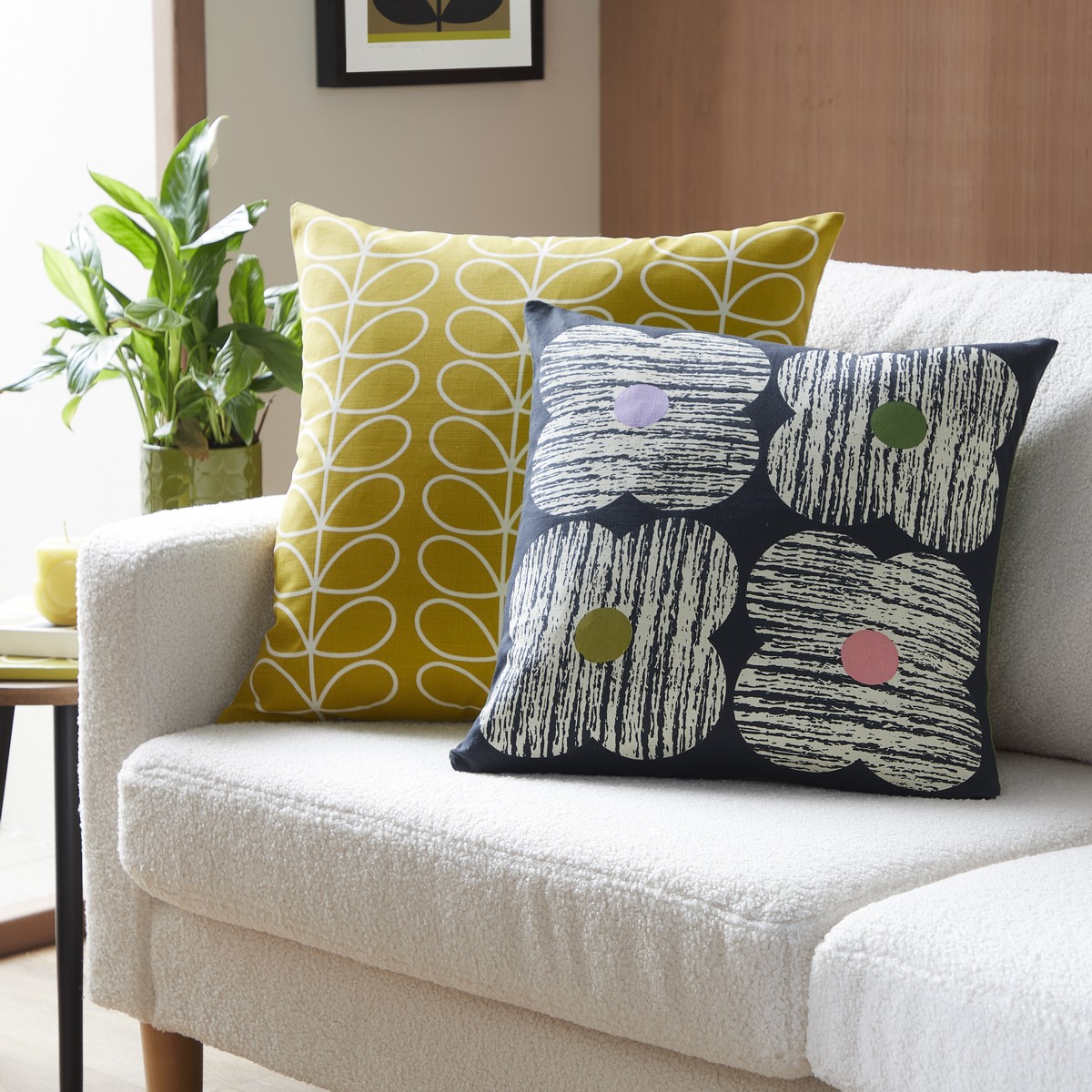 Textured Flower Slate Cushion Fabric by Orla Kiely - OKTEXT0241