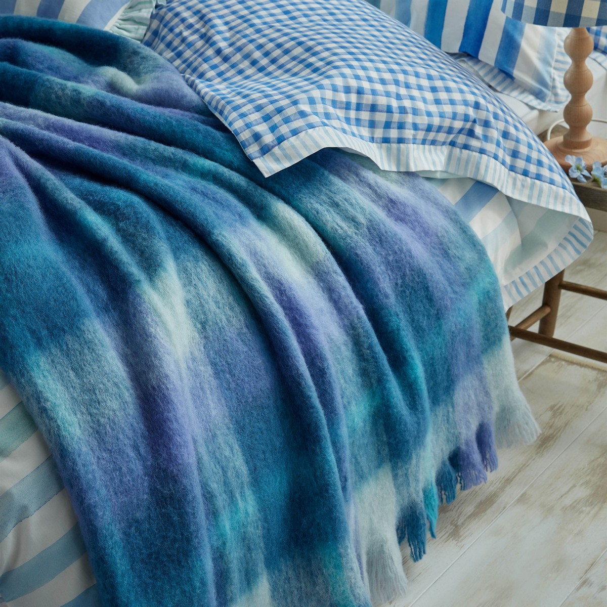 Highland Check Sea Blue Throw Fabric by Bluebellgray - BGHIGH01QBT