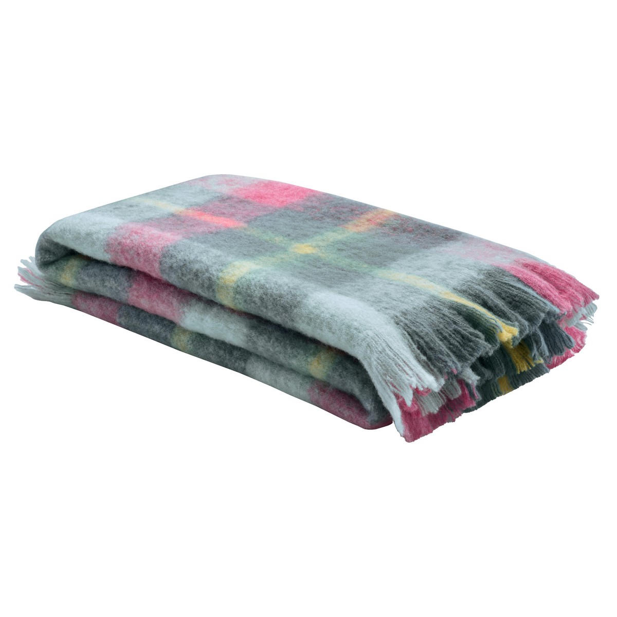 Highland Check Teal Pink Throw Fabric by Bluebellgray - BGHIGH02QBT