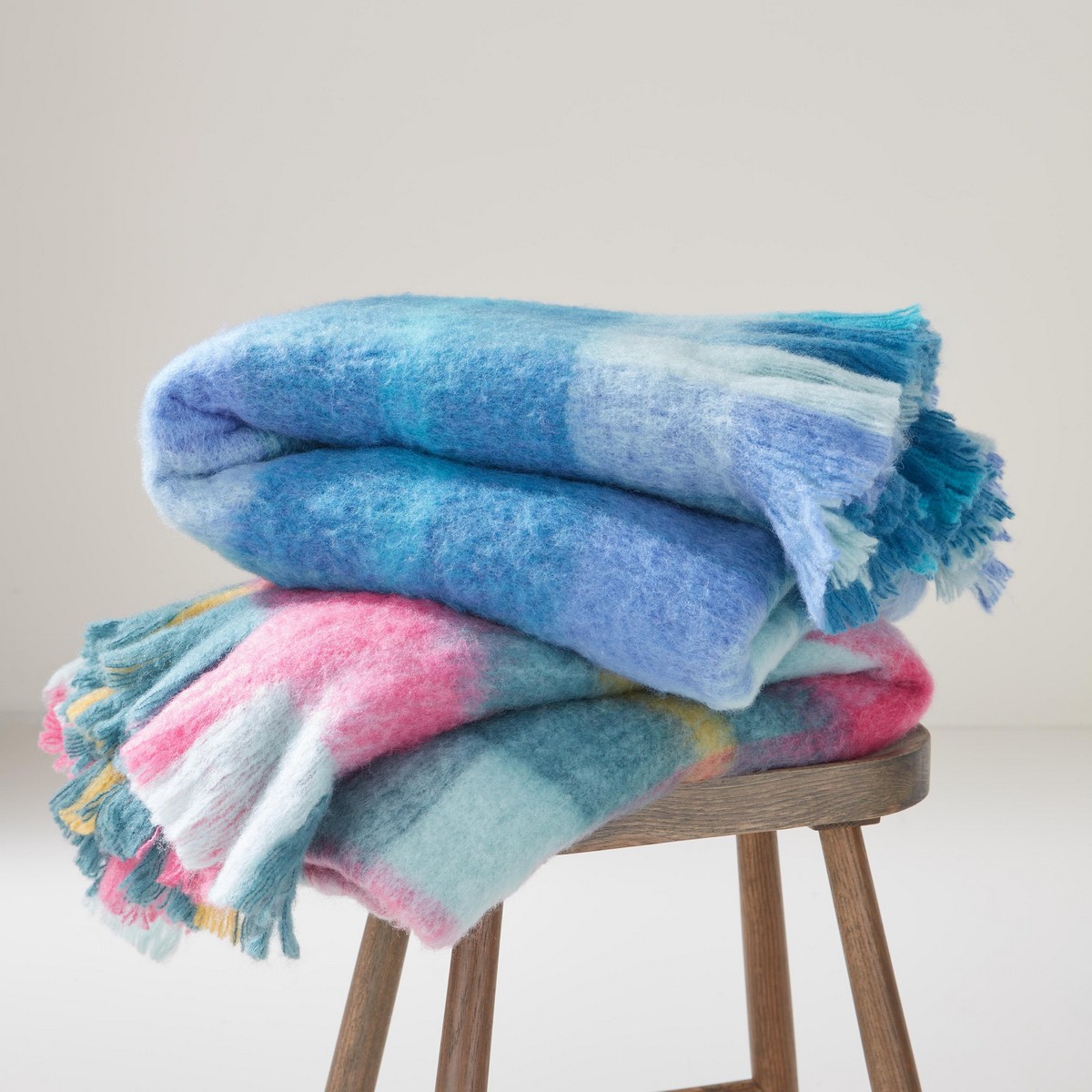 Highland Check Teal Pink Throw Fabric by Bluebellgray - BGHIGH02QBT