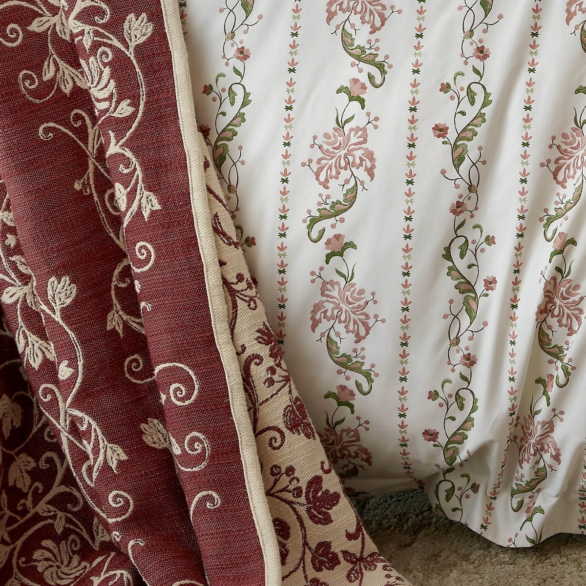 Tudor Trail Antique Rose Pink Throw Fabric by Historic Royal Palaces - HRPTUDOR01QBT