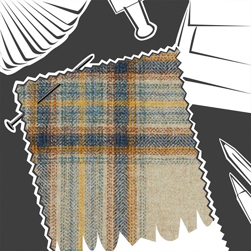 Wentworth Check Natural Denim by Abraham Moon - Fabric By The Metre - U1913/K06