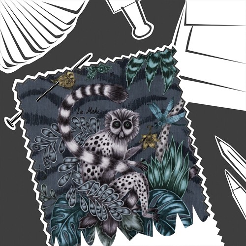 Lemur Navy Velvet by Emma J Shipley - Fabric By The Metre - F1211/01