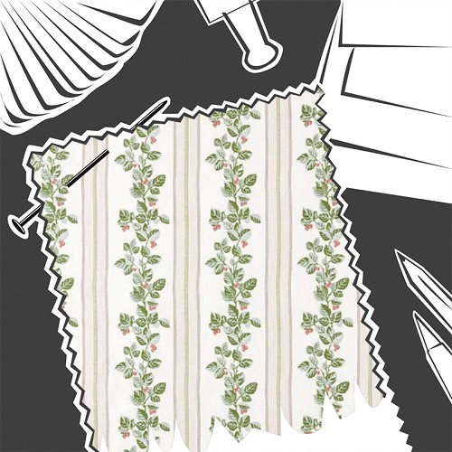 Cobnut Stripe Leaf Green / Berry by Sanderson - Fabric By The Metre - DNAT237785