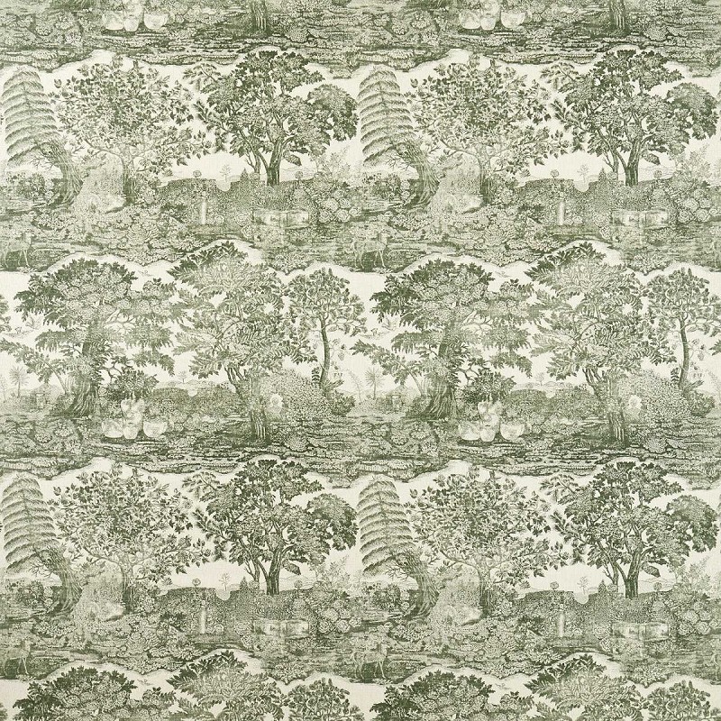 Highgrove Toile Yew Green Fabric by Sanderson - DHIF227311