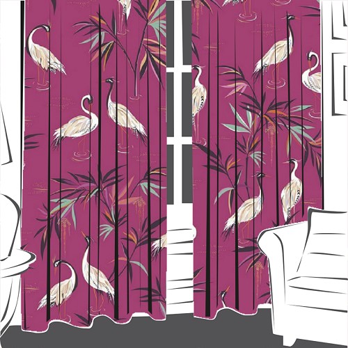 Heron Fuchsia Fabric by Sara Miller - Britannia Rose