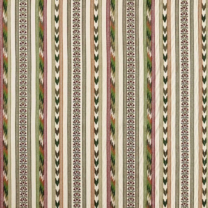 Bloomsbury Stripe Forest / Madder Fabric by William Morris & Co. - MSTR237703