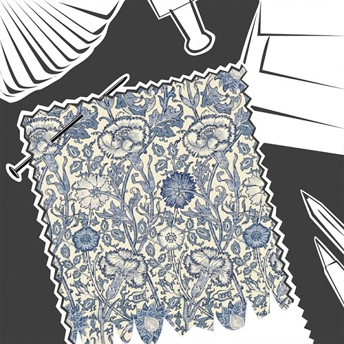 Pink & Rose Vellum / Indigo by William Morris & Co. - Fabric By The Metre - DARP222531