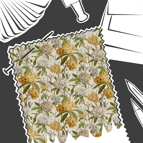 Azalea Path Primrose / Evergreen by Zoffany - Fabric By The Metre - ZOF0247-02