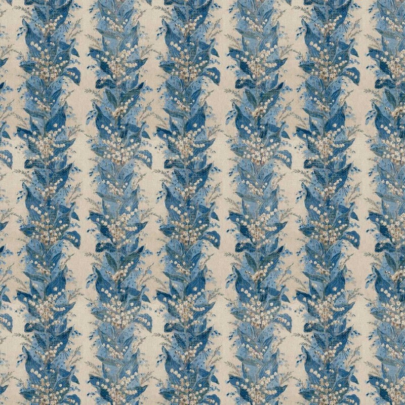 Lily Stripe Chalk / Blue Stone Fabric by Zoffany - ZOF0251-05